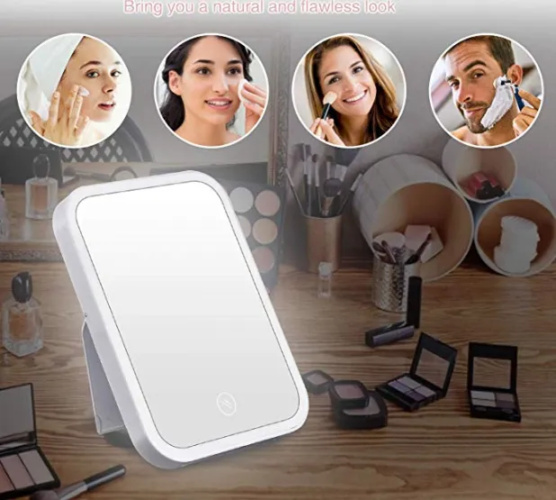 Portable Makeup & Cosmetic Mirror with 16 LEDs with Touch Dimmer Switch