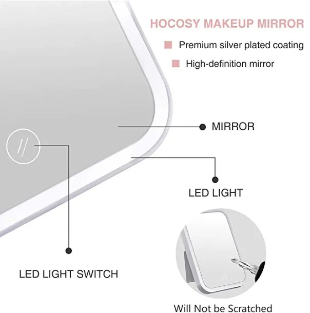 Portable Makeup & Cosmetic Mirror with 16 LEDs with Touch Dimmer Switch