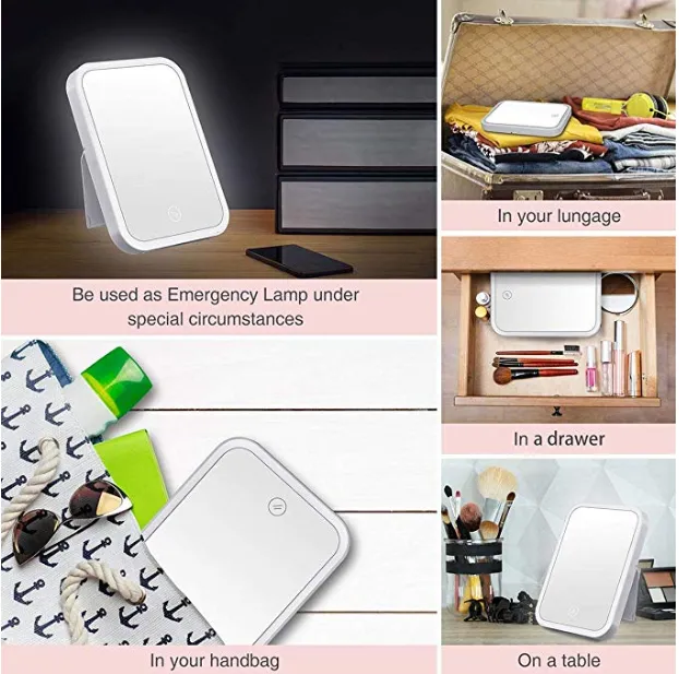 Portable Makeup & Cosmetic Mirror with 16 LEDs with Touch Dimmer Switch