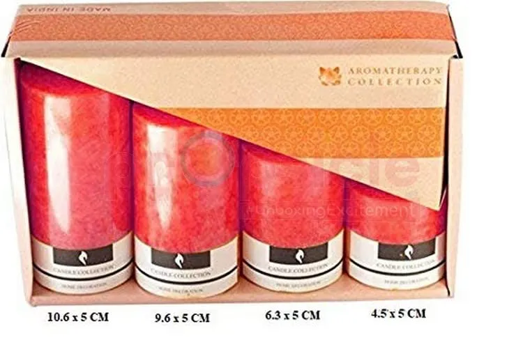 Propsicle Scented Candle Rose Fragrance Pure Wax Pack of 4 Aromatic Pillar for Home Decoration & Gift