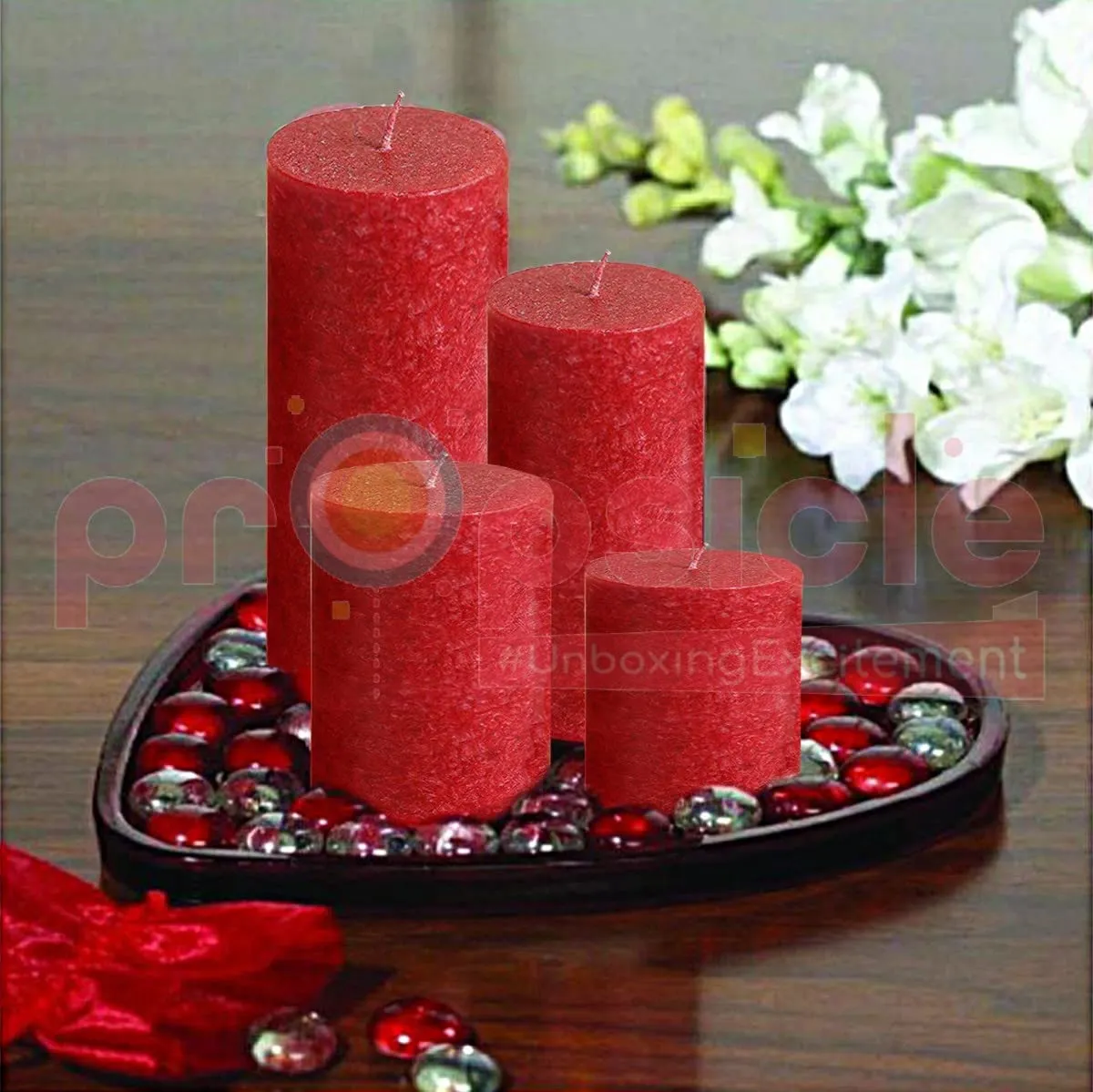 Propsicle Scented Candle Rose Fragrance Pure Wax Pack of 4 Aromatic Pillar for Home Decoration & Gift