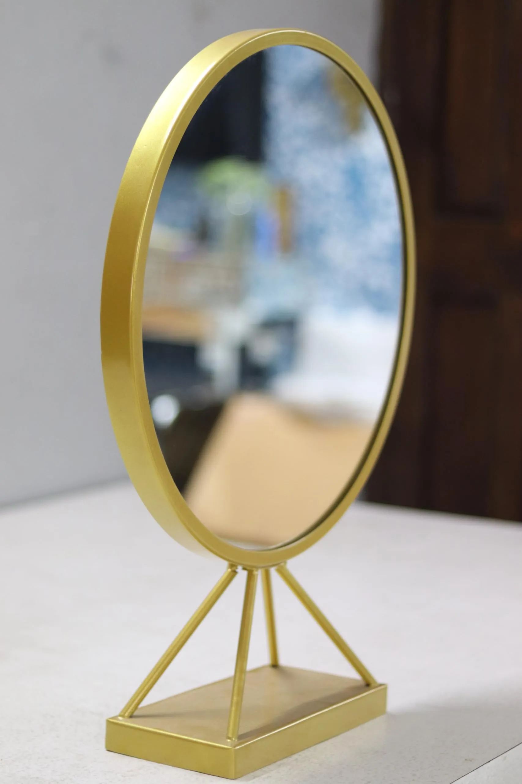 Quality Glass Modern Elegance Round Wall-Mounted Mirror Metal Framed Wall Mirror Bathroom Mirror Living Room Mirror Home Decor Mirror 18 x 18 Inches Golden MF 76