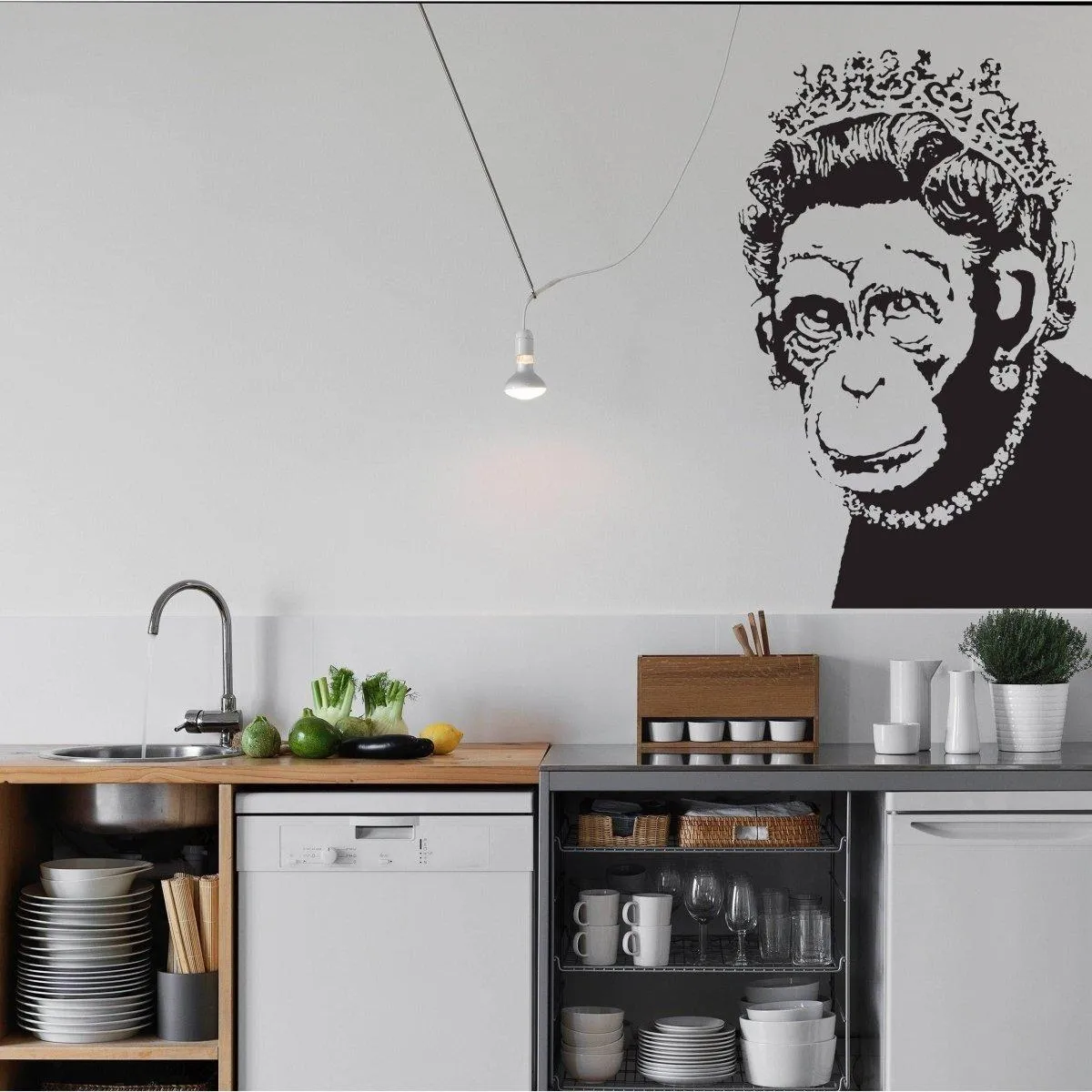 Queen Monkey Vinyl Wall Art Decal - Humorous, Playful & Creative Wall Sticker