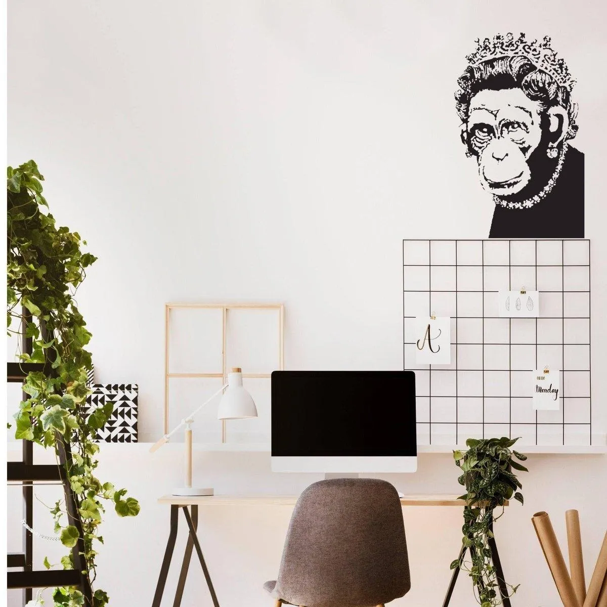 Queen Monkey Vinyl Wall Art Decal - Humorous, Playful & Creative Wall Sticker