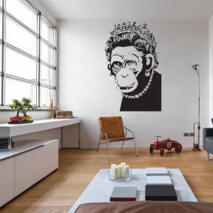 Queen Monkey Vinyl Wall Art Decal - Humorous, Playful & Creative Wall Sticker