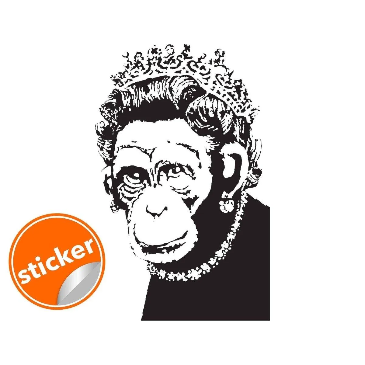 Queen Monkey Vinyl Wall Art Decal - Humorous, Playful & Creative Wall Sticker