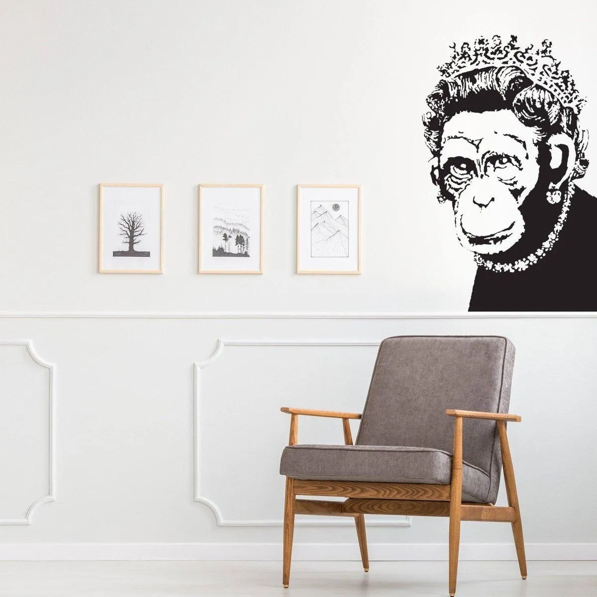 Queen Monkey Vinyl Wall Art Decal - Humorous, Playful & Creative Wall Sticker