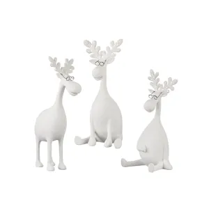 Raz Imports 2021 Snowed In 12-inch Moose with Glasses Figurine Assortment of 3