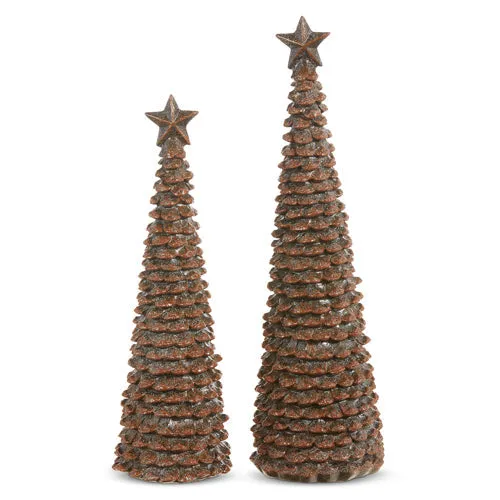 Raz Imports 2023 Sleigh Bells 14" Pinecone Trees, Set of 2