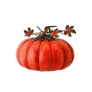 Regency International Pumpkin with Vine and Leaves Figurine, 17 inches, Orange