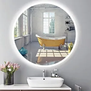 Round LED Light with Anti-Fog Wall Mounted Bathroom Vanity Mirror