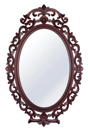 SHILP KALA Antique Oval Style Wall Mirror| Mirror Frame for Wall Dcor|Oval Mirror Sculpt for Home Dcor, Living Room, Bedroom & Bathroom (34.5 cm X 54.5 cm) (Brown, Framed)