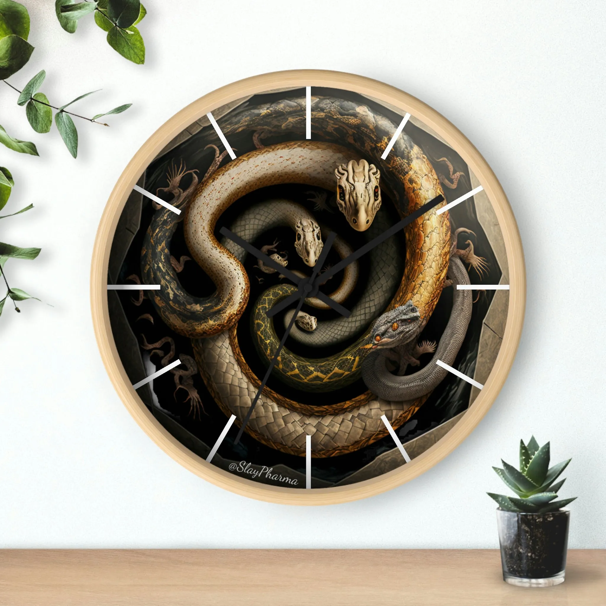 Snakes on a Wall Clock w/ lines