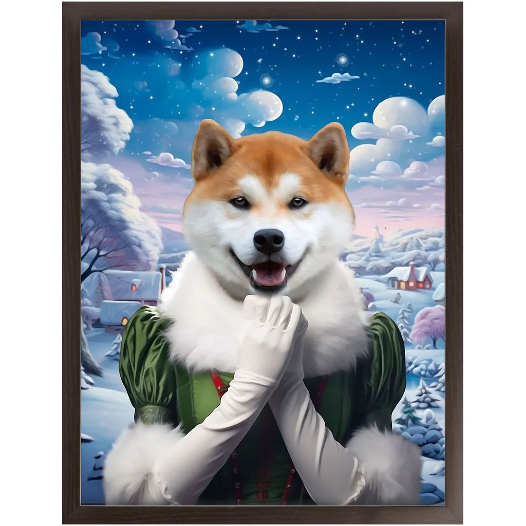 SNOWBALL - Christmas elf Inspired Custom Pet Portrait Framed Satin Paper Print