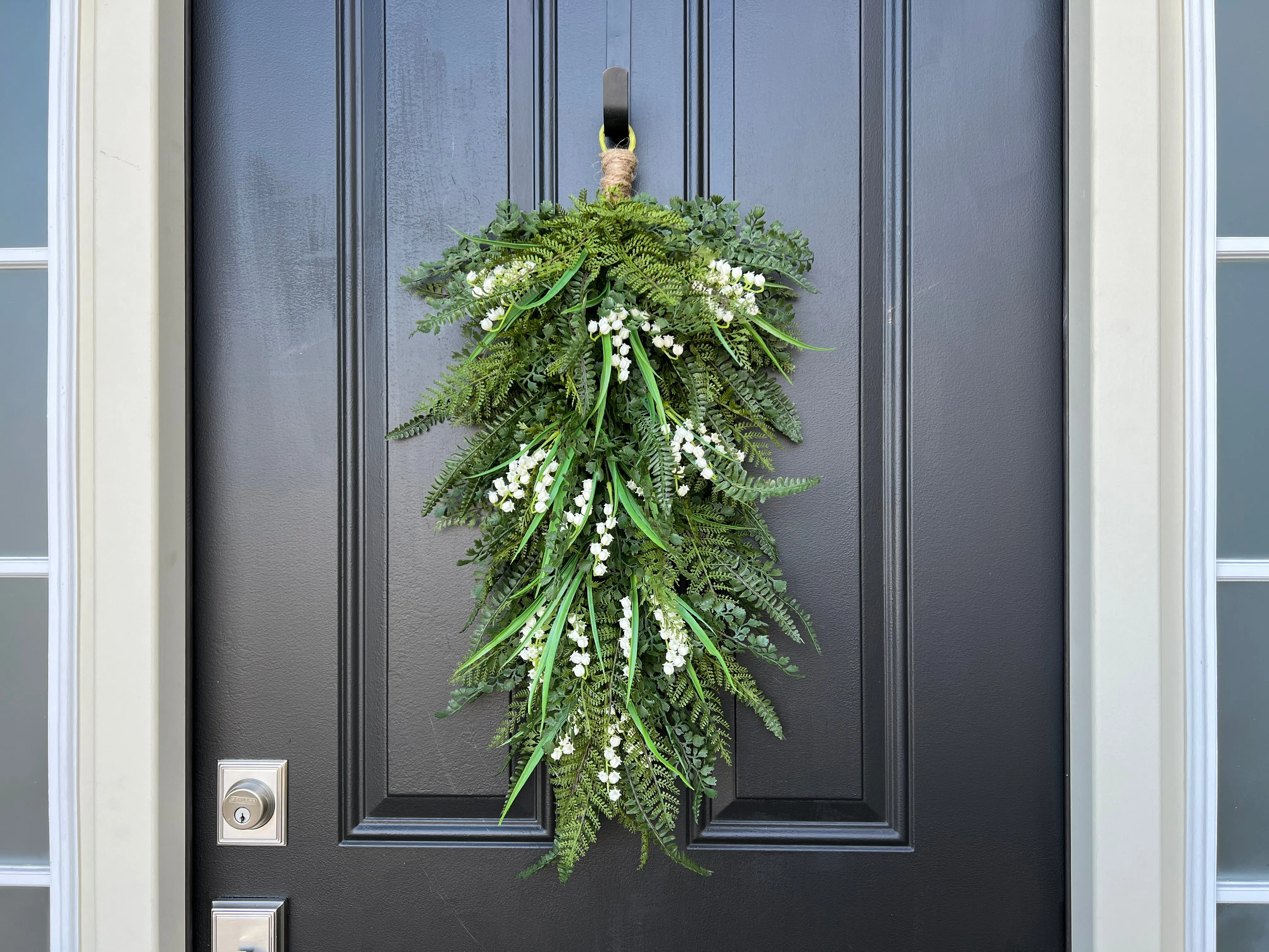 Spring Lily of the Valley and Fern Teardrop Wreath