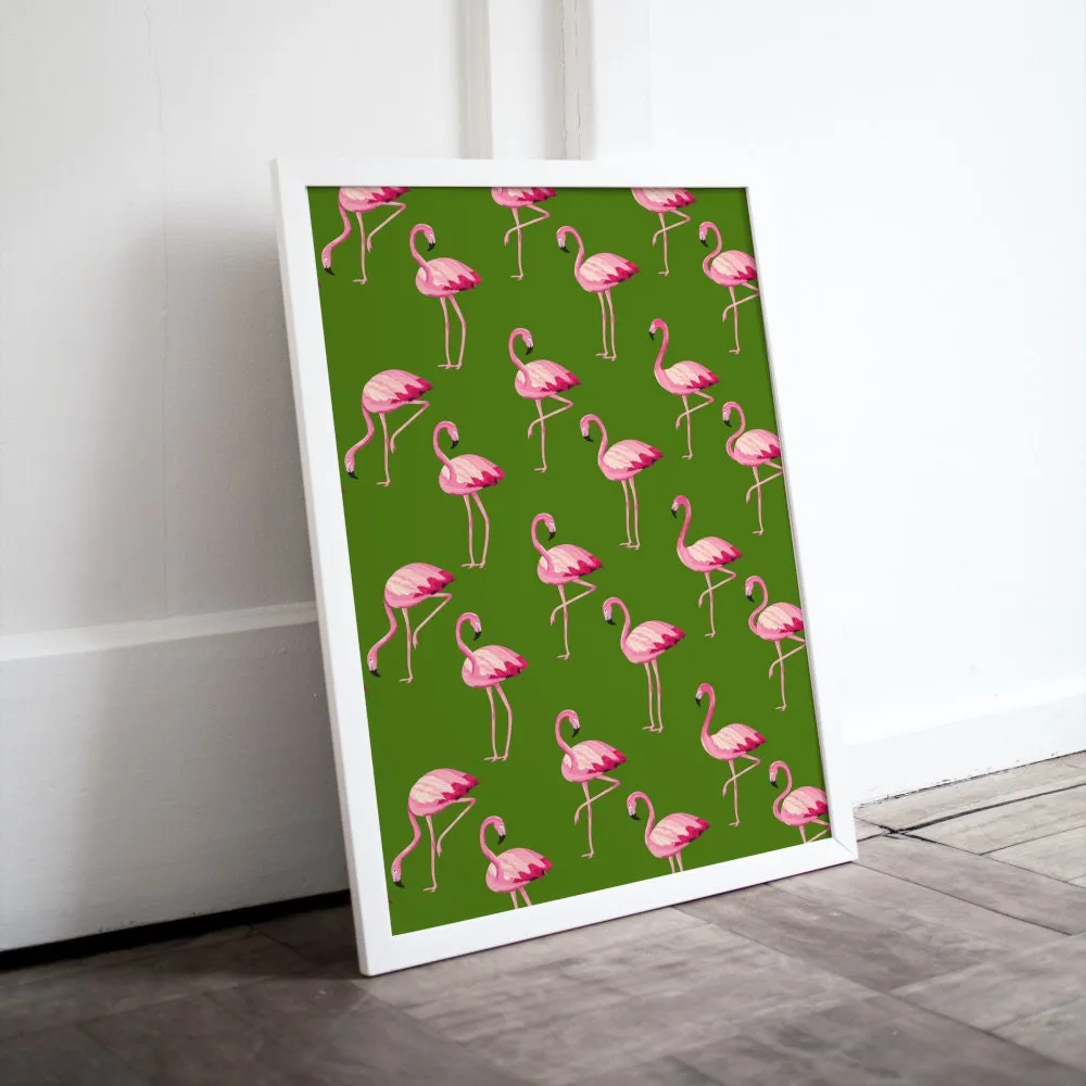 Summer Flamingo Preppy Wall Art Set Of 3 PRINTABLE ART, Tropical Warm Patterns, Preppy Colorful Wall Art, Flamingo Palm Leaf