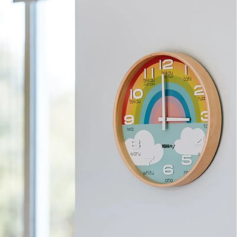 Te Reo Rainbow Clock (36cm)