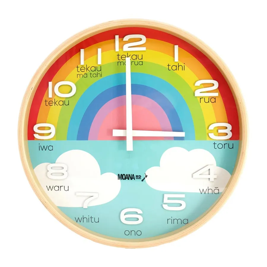 Te Reo Rainbow Clock (36cm)