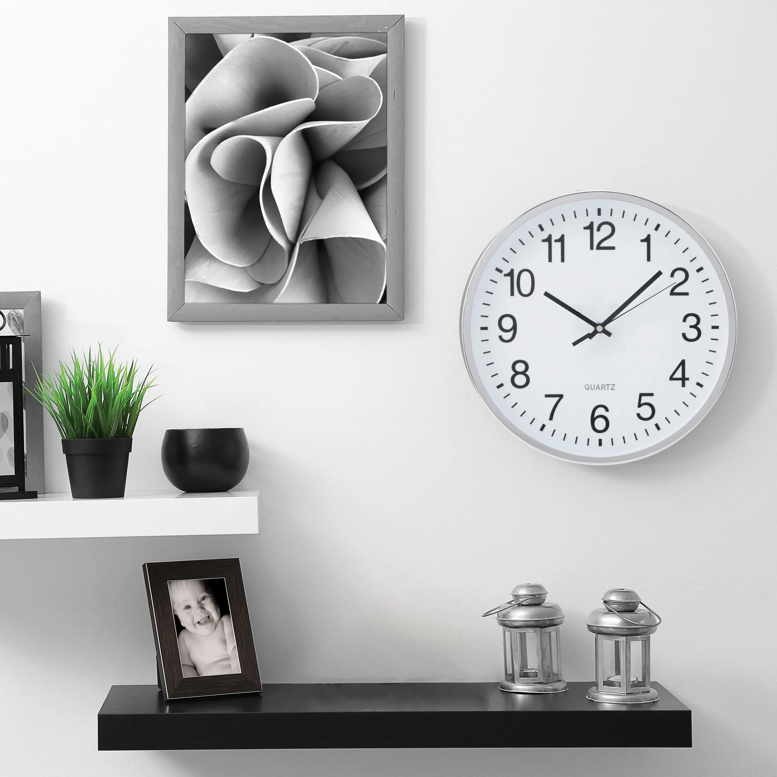 Tempus 12 inch Chrome Silent Sweep Wall Clock