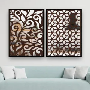 The WoWart Wood Mirrors Wall Decor Frames for Living Room Bedroom and Office Home Decor - Wall Mirror Decoration Panel Wooden Hanging for Home Decoration Set of 2 (WDJ-BLC- 2.23, 10X13 Inches)