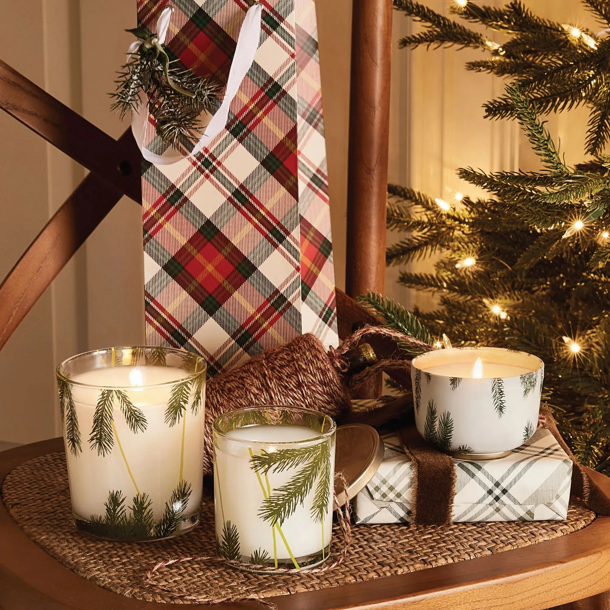 Thymes Frasier Fir Poured Candle with Needle Deco – 13oz