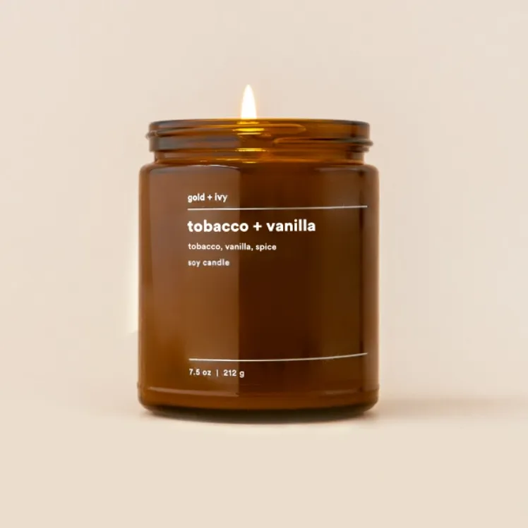 Tobacco  Vanilla soy candle - standard 7.5 oz