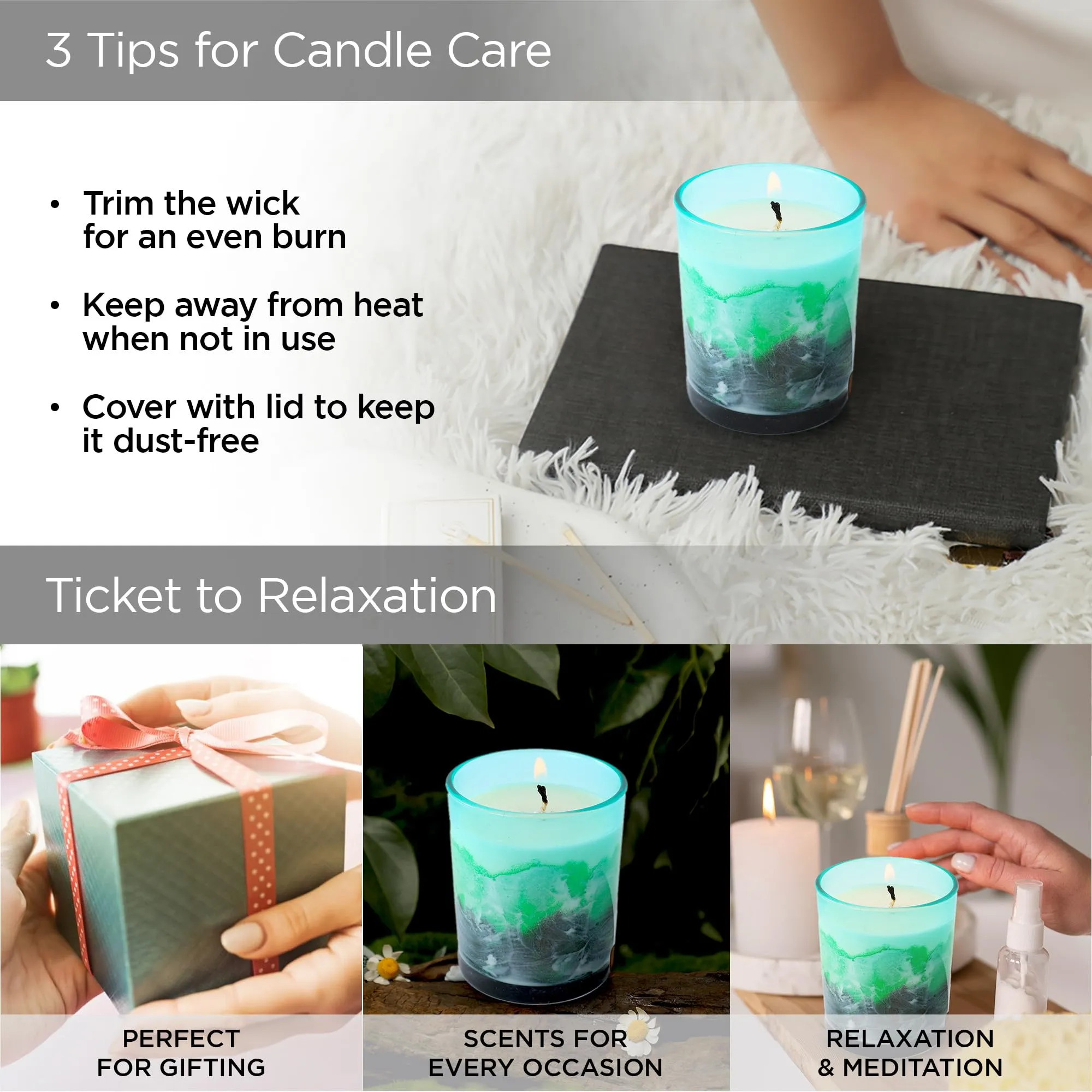 UMAI Melamine Jar Scented Candles|Premium Scented Candle with Long-Lasting Fragrance(30Hrs),Soy & Essential Oil Blend|Fragrance Candles for Home Decor,Christmas|Green Mountains & Water