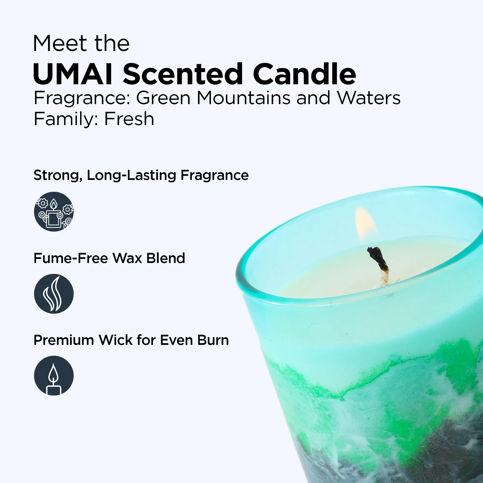 UMAI Melamine Jar Scented Candles|Premium Scented Candle with Long-Lasting Fragrance(30Hrs),Soy & Essential Oil Blend|Fragrance Candles for Home Decor,Christmas|Green Mountains & Water