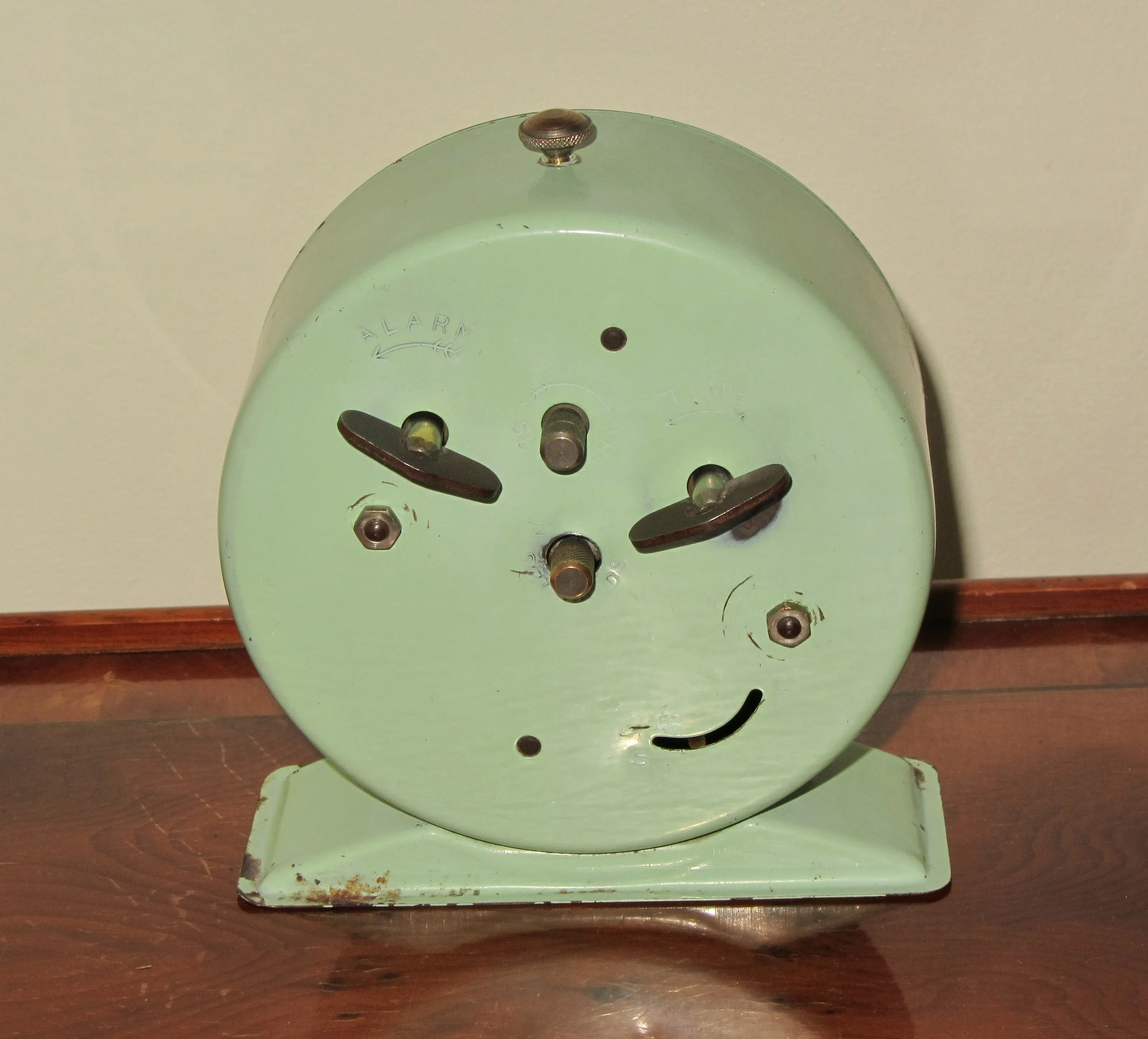 Vintage Weltime Alarm Clock In Pale Green By Anglesey Instrument and Clock Co