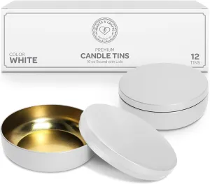 White Candle Tins 16 Oz With Lids - 12-Pack Of Bulk Candle Jars For Making