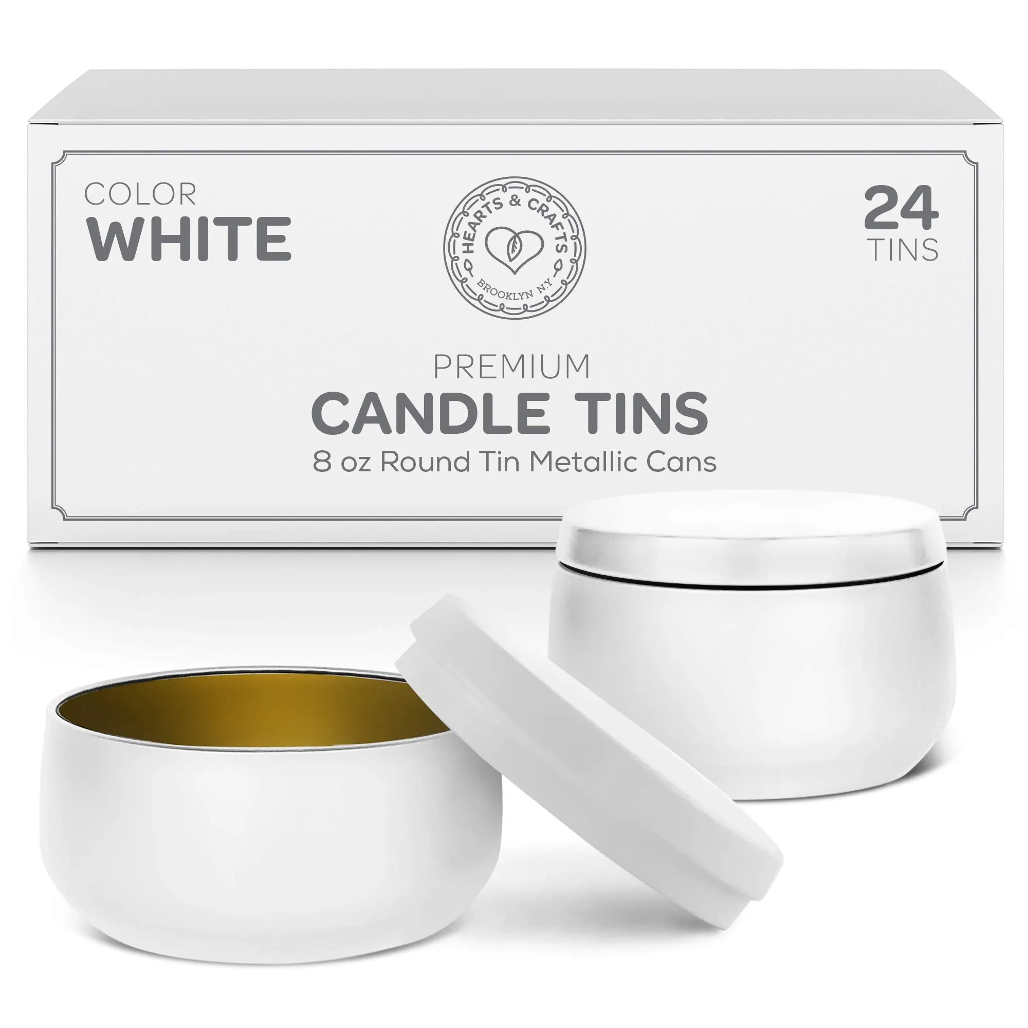 White Candle Tins 8 Oz With Lids - 24-Pack Of Bulk Candle Jars For Making