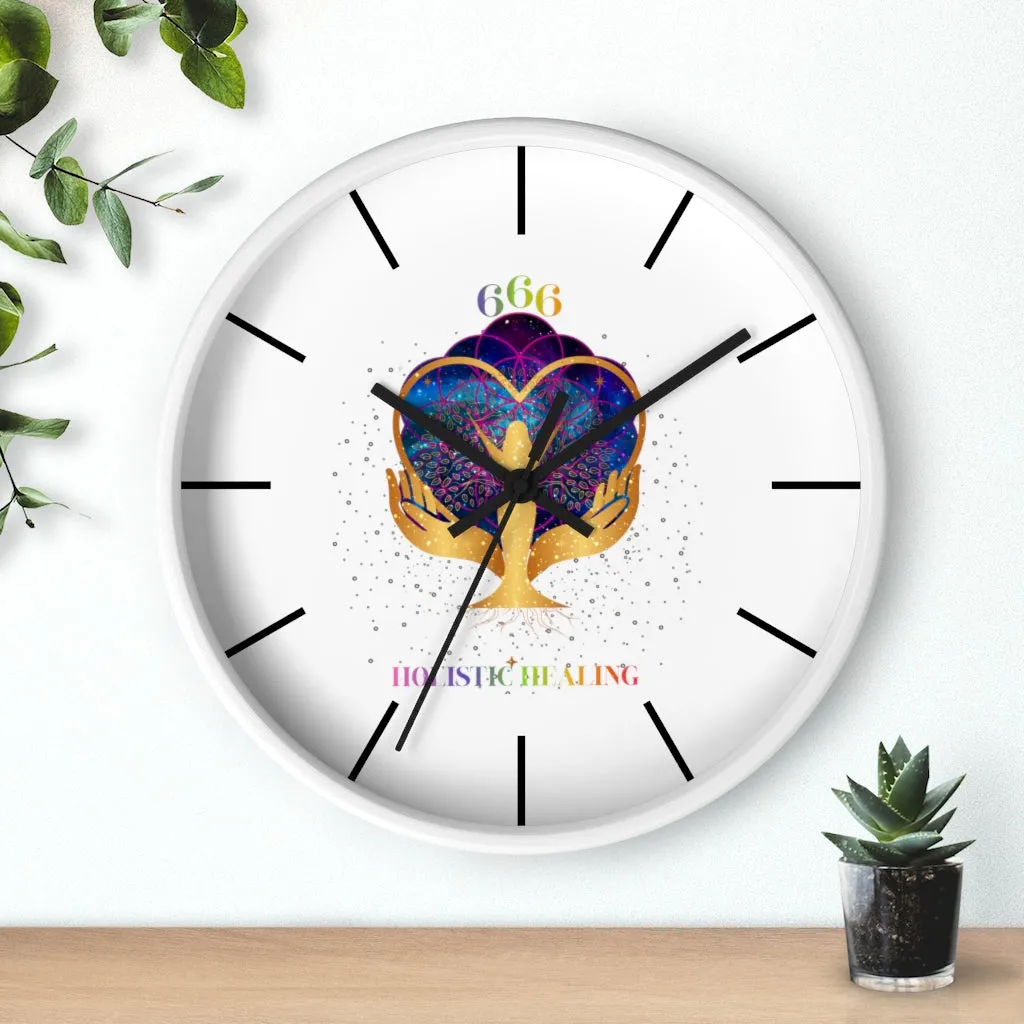 Yoga Spiritual Meditation Wall clock - Reflection 666 Angel Number