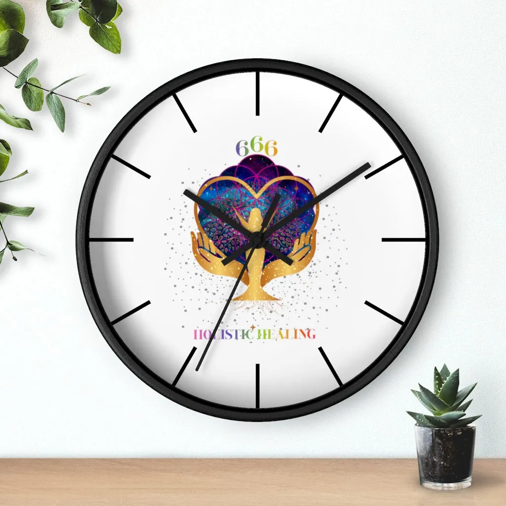 Yoga Spiritual Meditation Wall clock - Reflection 666 Angel Number