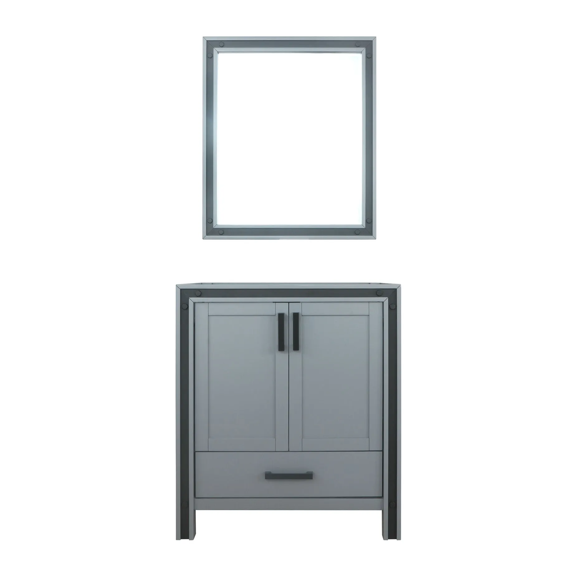 Ziva 30 In. Dark Grey Freestanding Single Bathroom Vanity Cabinet Without Top & 28 In. Mirror